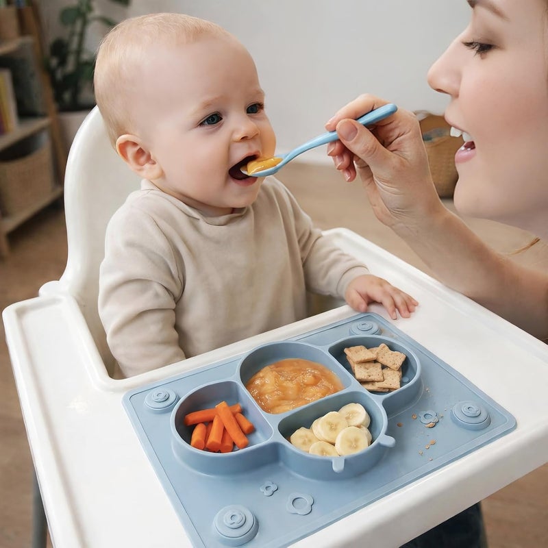 ROCCED Suction Plates for Baby Placemat Spoon Fork Set for Toddlers, Silicone Baby Plates with Suction Baby Dishes for Kids Plates-pale mauve - Image 5